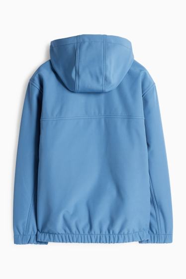 Kinder Jungen - Softshelljacke mit Kapuze - wasserdicht - blau