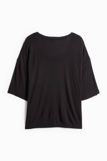 Donna - T-shirt - relaxed fit - a coste - nero