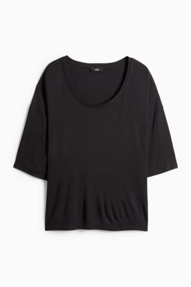 Donna - T-shirt - relaxed fit - a coste - nero