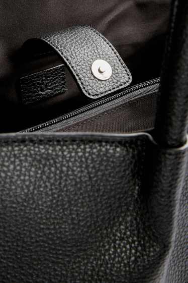 Dames - Grote shopper met afneembare draagriem - imitatieleer - zwart