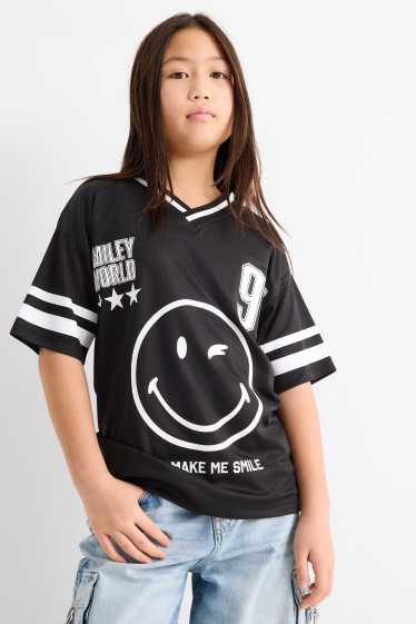 Enfants filles - SmileyWorld® - haut à manches courtes - finition brillante - noir