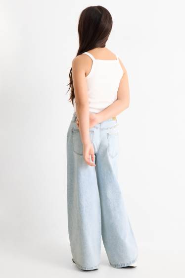Děti - dívky - Wide leg jeans - džíny - světle modré