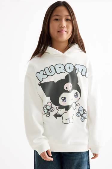 Děti - dívky - Kuromi - mikina s kapucí - s třpytivými efekty - bílá