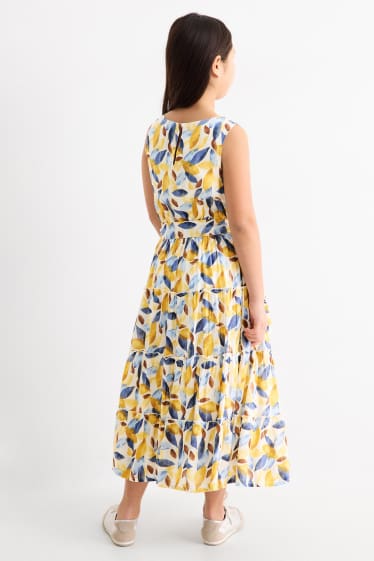 Copii - Fete - Rochie - aspect lucios - cu model - galben