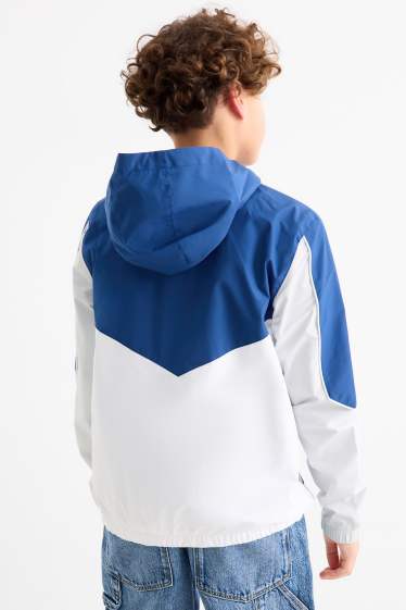 Nen - Jaqueta amb caputxa - repel·lent a l’aigua - blau fosc / blanc