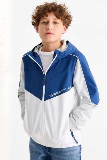 Nen - Jaqueta amb caputxa - repel·lent a l’aigua - blau fosc / blanc