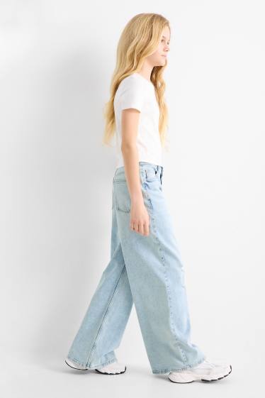 Děti - dívky - Wide leg jeans - džíny - světle modré