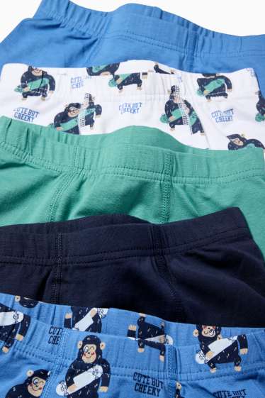 Enfants garçons - Lot de 6 - singe skateur - caleçons - vert