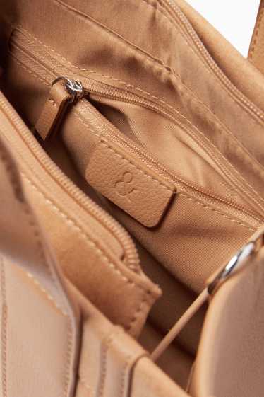 Donna - Shopper piccola con spallaccio staccabile - similpelle - marrone chiaro