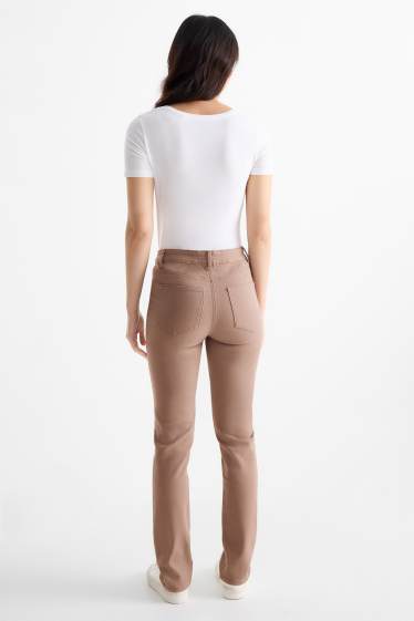 Women - Cloth trousers - high waist - slim fit - brown