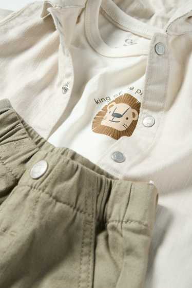 Bébés garçons - Lion - tenue pour bébé - 3 pièces - vert / blanc crème