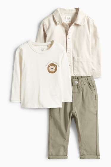 Bébés garçons - Lion - tenue pour bébé - 3 pièces - vert / blanc crème