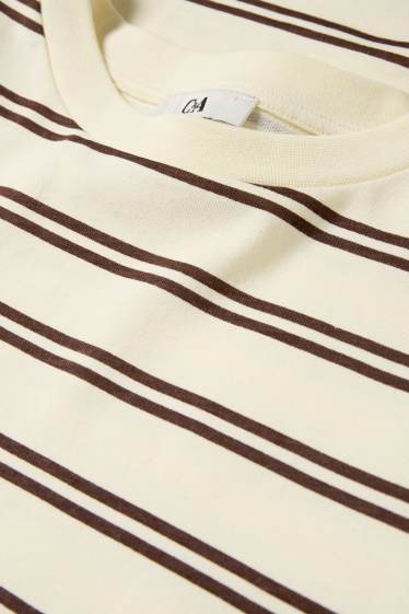 Damen - Langarmshirt - Oversized - gestreift - hellgelb