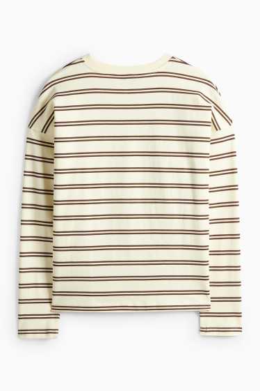 Damen - Langarmshirt - Oversized - gestreift - hellgelb