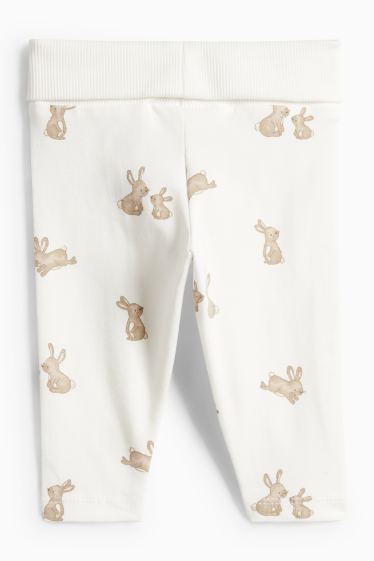 Unisex - Häschen - Erstlingshose - cremeweiß