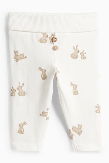 Unisex - Häschen - Erstlingshose - cremeweiß