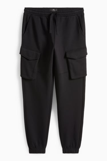 Pánské - Cargo teplákové kalhoty - černá