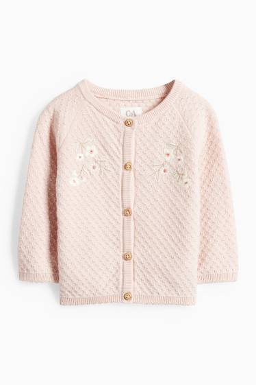 Nadó nena - Floretes - jaqueta de punt per a nadó - texturada - rosa