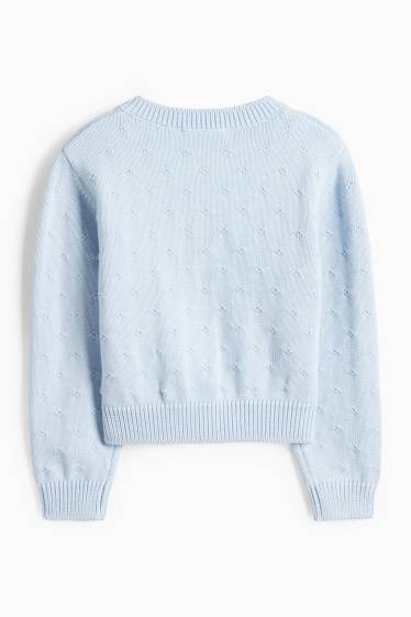 Děti - dívky - Pletený kardigan - strukturovaný - světle modrá