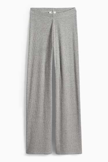 Women - Joggers - ribbed - gray-melange