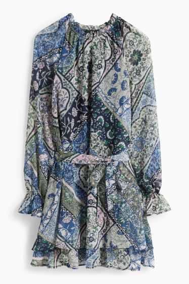 Dona - Vestit de xifó - estampat - blau fosc