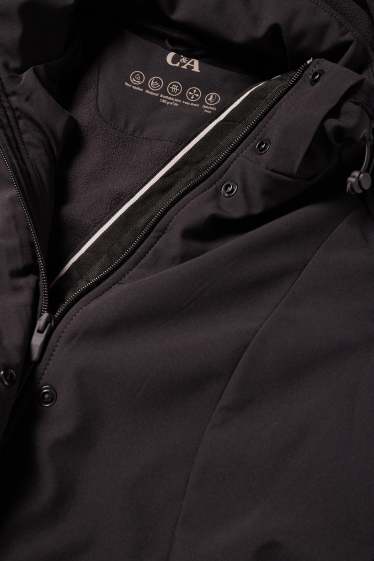 Women - Softshell coat with hood - water-repellent - 4-way stretch - black