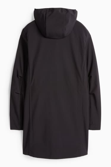 Women - Softshell coat with hood - water-repellent - 4-way stretch - black