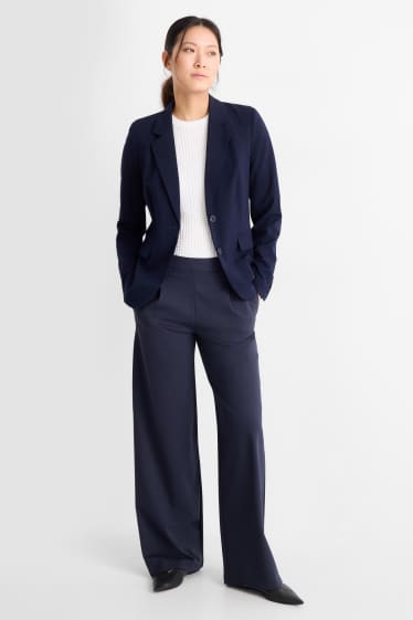 Damen - Business-Hose - High Waist - Wide Leg - dunkelblau