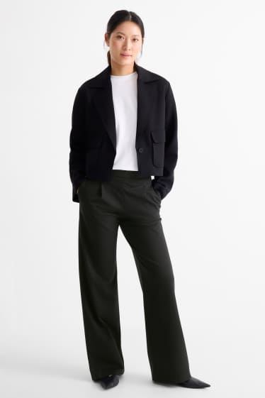 Damen - Business-Hose - High Waist - Wide Leg - schwarz