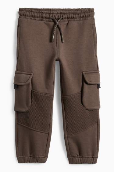 Děti - chlapci - Teplákové kalhoty - tmavohnědá