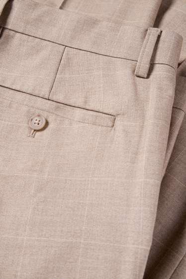 Heren - Broek uit het combi-systeem - slim fit - Flex - geruit - beige