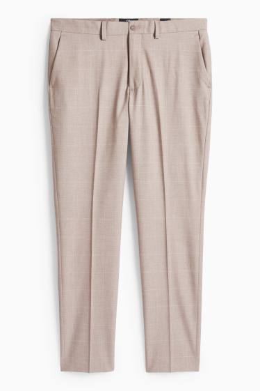Heren - Broek uit het combi-systeem - slim fit - Flex - geruit - beige