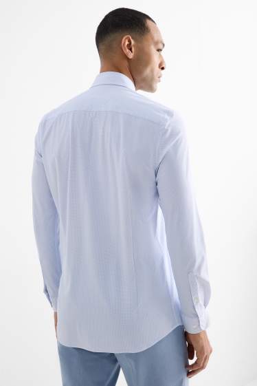 Bărbați - Cămașă office - slim fit - guler Kent - Flex - print minimalist - alb / albastru deschis