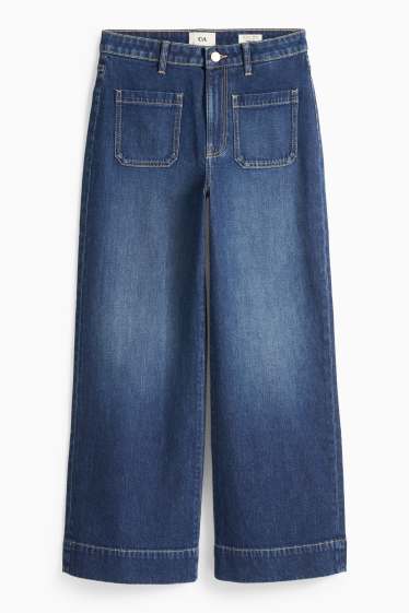 Damen - Wide Leg Jeans - Mid Waist - dunkeljeansblau