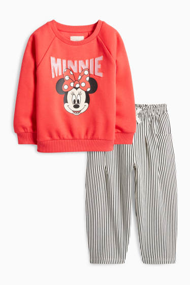 Kinderen: meisjes - Minnie Mouse - set - sweatshirt en jersey broek - 2-delig - rood