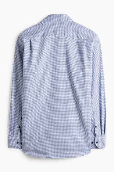 Herren - Businesshemd - Regular Fit - Cutaway - bügelfrei - gemustert - weiß / blau