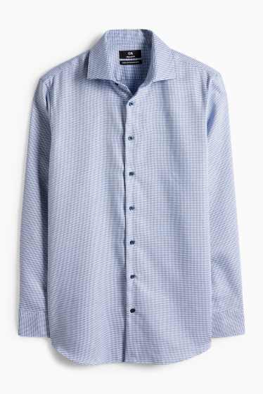 Herren - Businesshemd - Regular Fit - Cutaway - bügelfrei - gemustert - weiß / blau