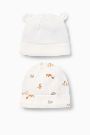 Unisex - Multipack 2er - Wildtiere - Baby-Mütze - weiß