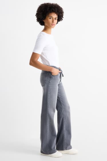 Femei - Wide leg jeans - talie medie - denim-gri