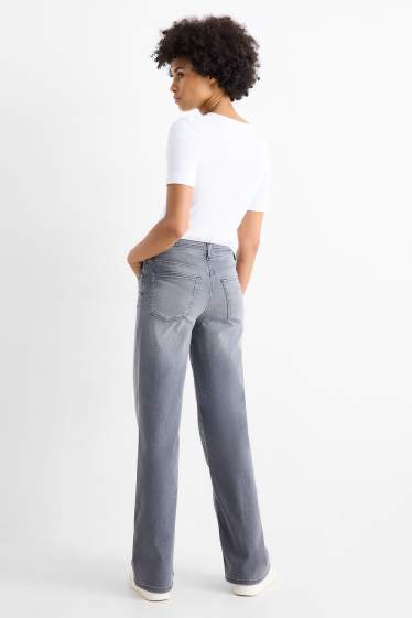 Femei - Wide leg jeans - talie medie - denim-gri