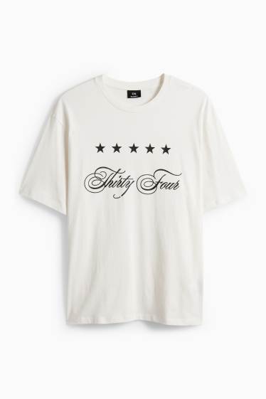 Heren - T-shirt - relaxed fit - wit