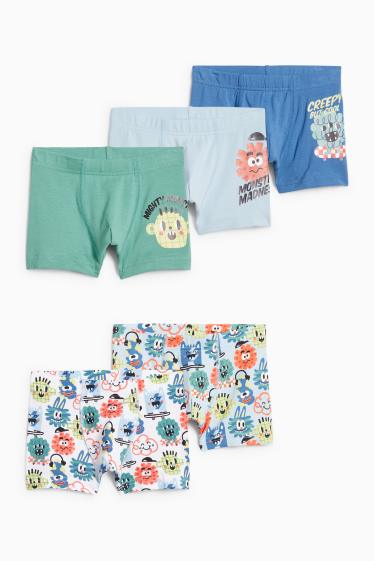 Bambini - Confezione da 5 - mostriciattolo - boxer - azzurro