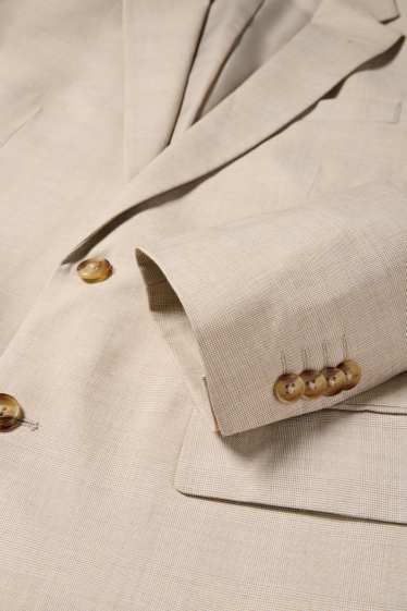 Hommes - Veste de costume - regular fit - extensible - à carreaux - beige