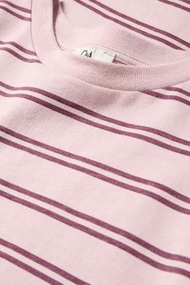 Donna - Maglia a maniche lunghe - oversize - a righe - rosa