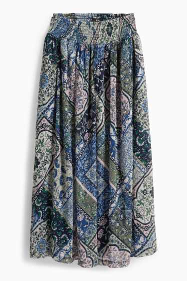 Damen - Chiffon-Rock - gemustert - dunkelblau