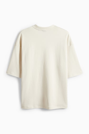 Uomo - T-shirt - oversize - bianco crema