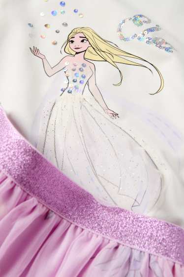 Kinderen: meisjes - Frozen - set - T-shirt en rok - 2-delig - lichtpaars