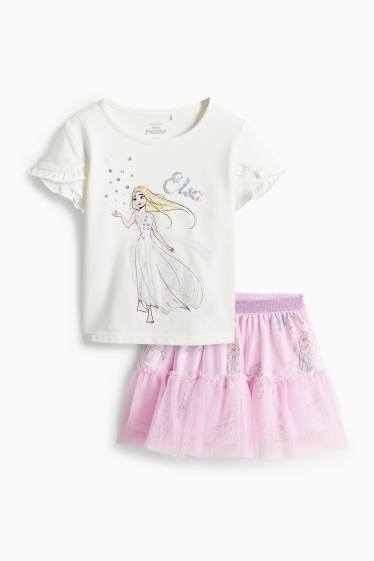 Kinderen: meisjes - Frozen - set - T-shirt en rok - 2-delig - lichtpaars