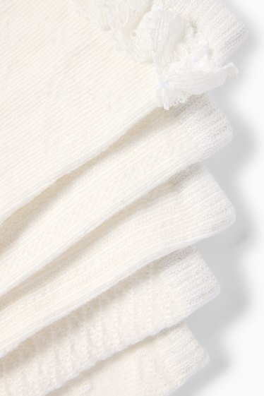 Bébés filles - Lot de 5 paires - chaussettes bébé - texturées - blanc