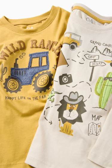 Kinder Buben - Multipack 2er - Ranch - Langarmshirt - orange / beige